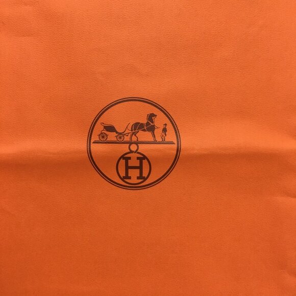 Hermes Shopping Bag 16.75 x 10.75 x 3.75 in Orange Paper Gift Bag Authentic - Picture 3 of 16